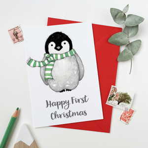 Baby Penguin First Christmas Card