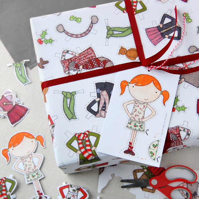 Christmas Paper Doll Wrapping Paper