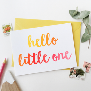 Hello Little One Pink & Yellow Baby Card