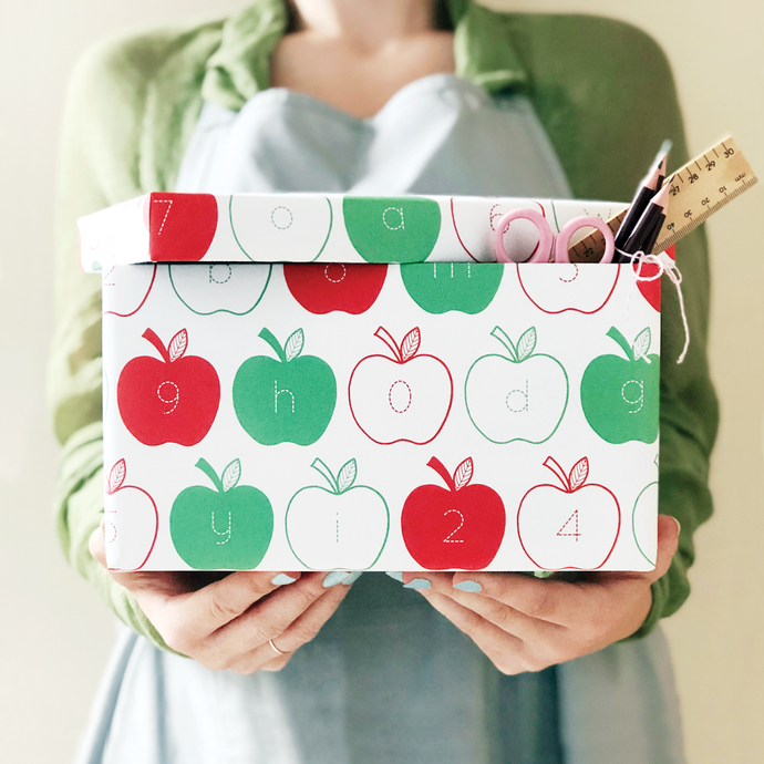 Apple Letters And Numbers Wrapping Paper