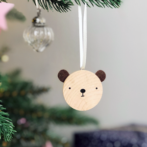 Tiny Bear Wooden Christmas Tree Decoration