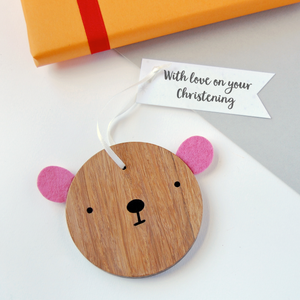 On Your Christening Bear Decoration