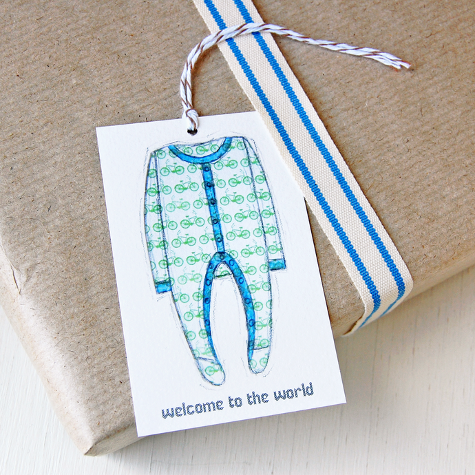 New Baby Gift Tag / Blues & Greens