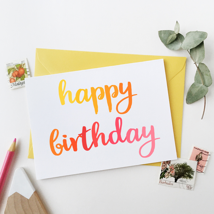 Happy Birthday Card / Pinks & Yellows
