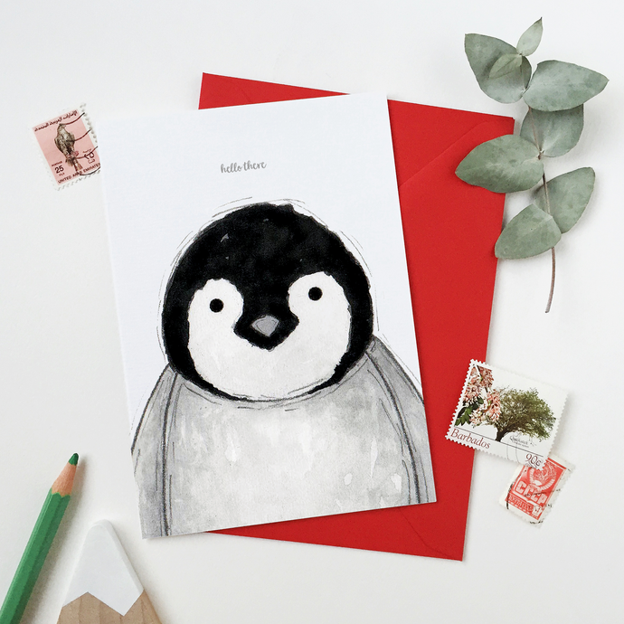 Hello There Baby Penguin Card