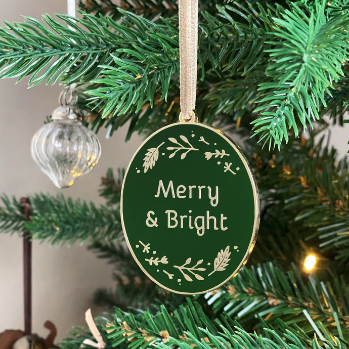 Merry & Bright Enamel Christmas Tree Decoration