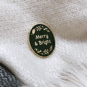 Merry And Bright Traditional Enamel Pin Badge