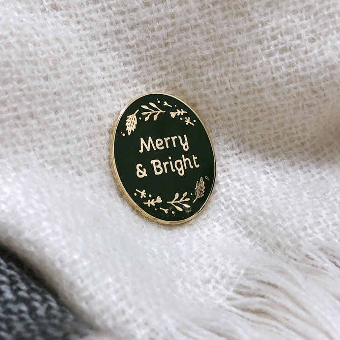 Merry And Bright Traditional Enamel Pin Badge