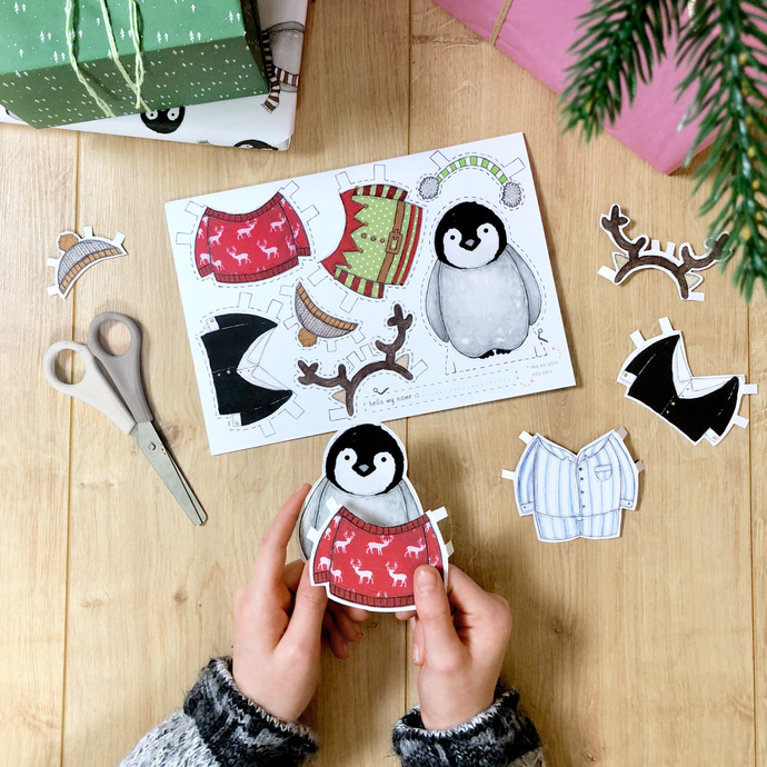 Dress Up A Penguin Christmas Card