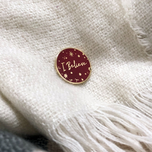 Red 'I Believe' Enamel Pin Badge