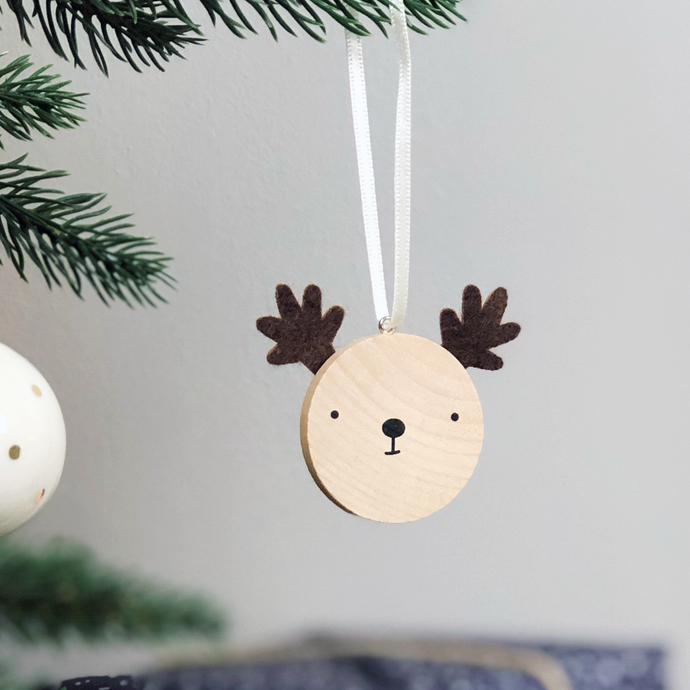 Tiny Reindeer Wooden Christmas Tree Decoration