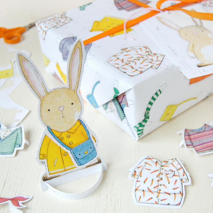 Dress Up A Rabbit Activity Wrapping Paper