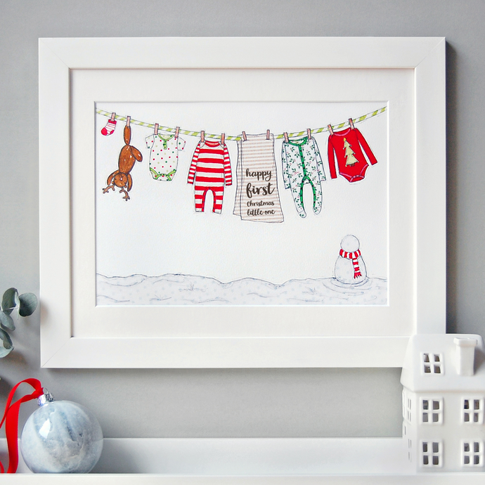 Baby's First Christmas Washing Line Print